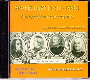 La copertina del CD con musiche di Franz LISZT inciso da Graziano Semeraro domenica 18 settembre 2011 in occasione del concerto tenuto presso la Chiesa del Sacro Cuore dei Padri Salesiani di Brindisi.

Il disco è stato presentato tra dicembre 2011 e gennaio 2012 con alcuni concerti tenuti dallo stesso Graziano Semeraro in varie località pugliesi. Leggi l'articolo della Gazzetta del Mezzogiorno 21 dicembre 2011